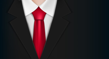 Businessman in a black suit and red tie