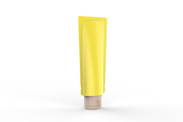 Blank plastic tube mockup for cosmetics with cap isolated on white background. Can be use for your design, advertising, promo and etc. 3d illustration