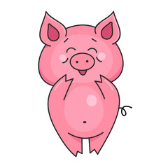 Obraz na płótnie Canvas Cute smiling pig. Farm animals. Vector illustration in cartoon style isolated on white background