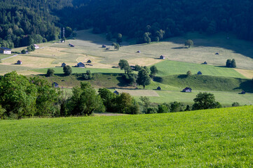 Obraz premium Paysage autour du village de La Compôte dans le massif des Bauges en Savoie dans les Alpes en france