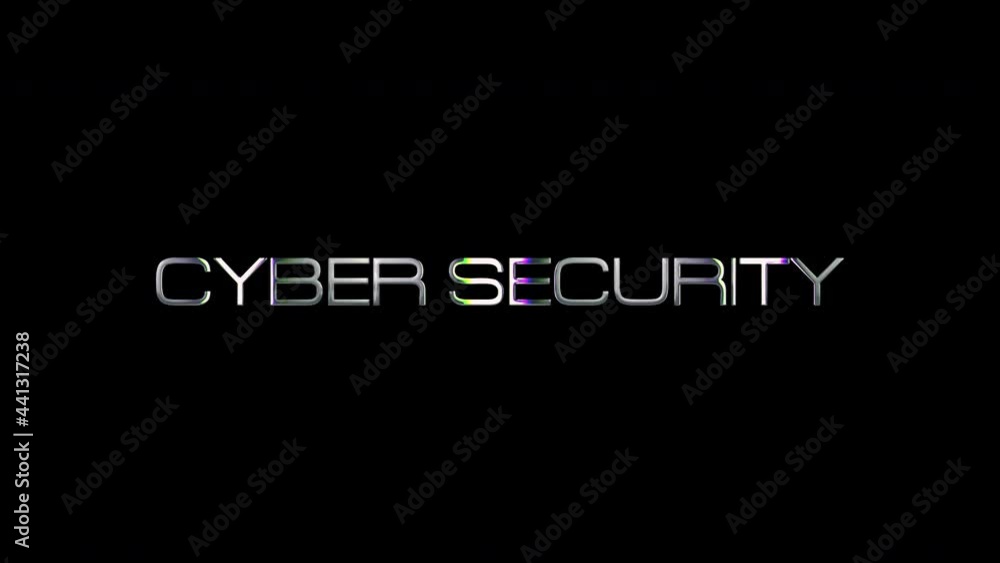 Poster cyber security golden text with light glowing effect isolated with alpha channel quicktime prores 44