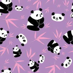 Panda Bamboo Seamless Pattern