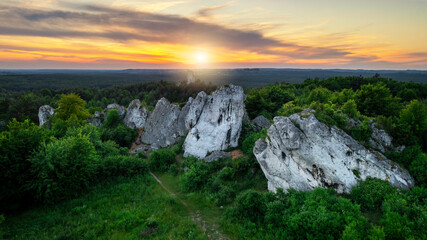 Fototapeta na wymiar Limestone rocks on Jura Krakowsko-Czestochowska - Poland