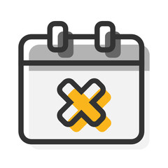 Delete , Calendar filled outline icon.