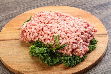 Raw pork minced meat for cooking