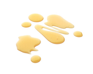 Spilled honey on white background