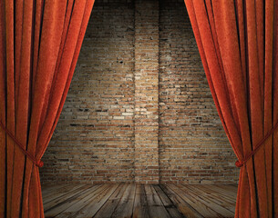 old interior with curtains