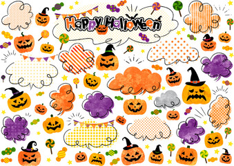 水彩 ハロウィン吹き出しセット