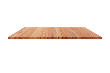 Perspective empty wooden table with white background including clipping path for product display montage or design layout.