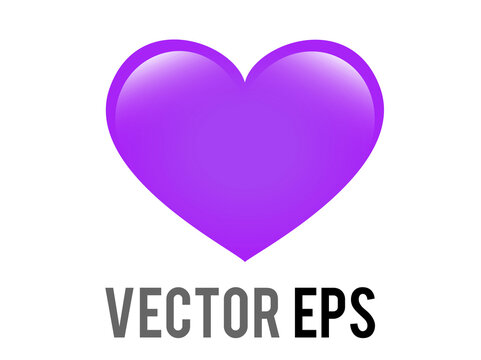 Vector classic love gradient purple glossy heart icon, used for affection, joy, admiration