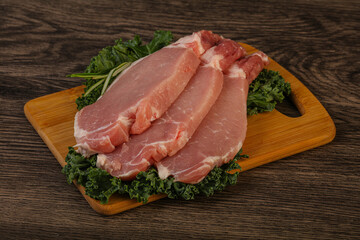 Raw pork steak for cooking