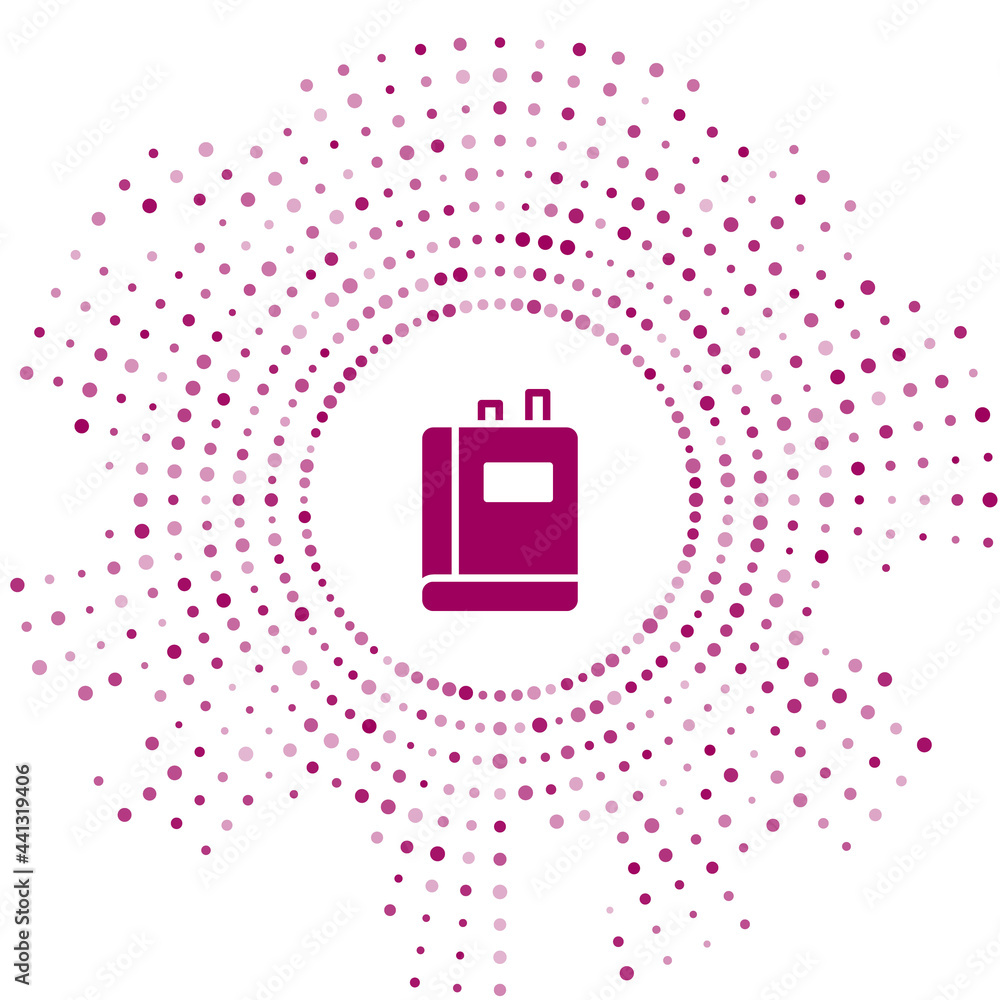 Poster purple book icon isolated on white background. abstract circle random dots. vector