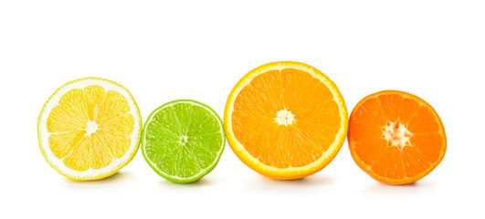Obraz premium Healthy citrus fruits on white background