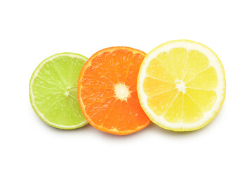 Slice of citrus fruits on white background