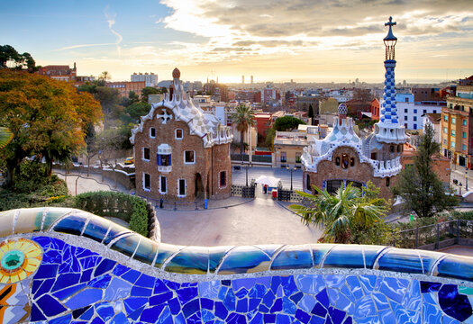 Barcelona, Park Guell, Spain - Nobody