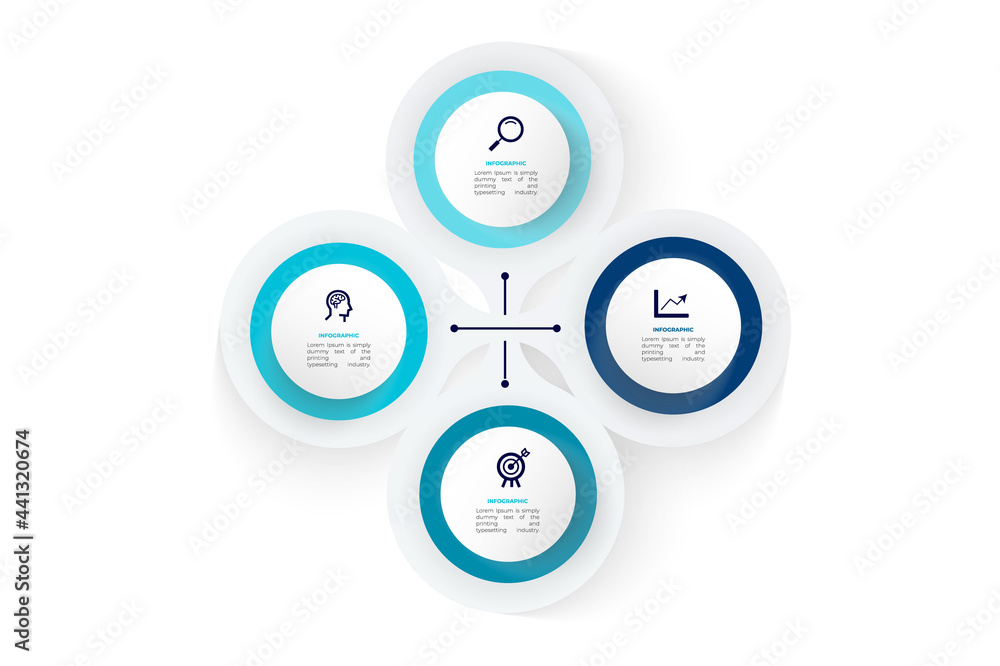Aufkleber vector infographic design template with icons and 4 options or steps. can be used for process diagra