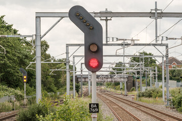 LED railway signal with junction indicator