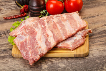 Raw pork ribs for cooking