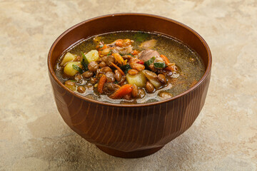 Lentil soup with chicken and vegetables