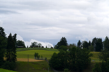 Dramatic sky around Emmen Air Base on a cloudy and rainy summer day. Photo taken June 22nd, 2021, Emmen, Switzerland.
