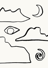 Abstract minimalistic eyes, abstract modern shapes contemporary collage posters. Organic surreal design Aesthetic Modern Art, Boho Decor, Minimalist Art