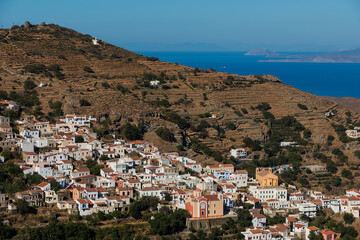 Fototapeta na wymiar View of the village of Ioulis on the Greek island of Kea in the Cyclades archipelago