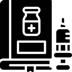 Book and Vaccine syringe icon, Vaccine Development related vector