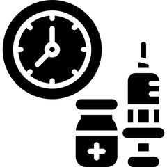 Clock and Vaccine icon, Vaccine Development related vector