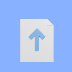 3d illustration icon paper file with upload icon