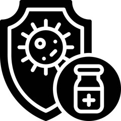 Shield and Vaccine icon, Vaccine Development related vector