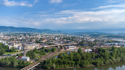Aerial view of Zilina in Slovakia. Zilina is city in north-western Slovakia.