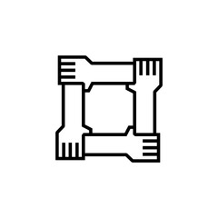 four hand holding each other logo vector icon illustration