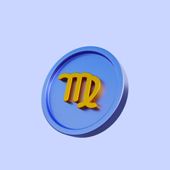 3d illustration zodiac horoscope symbol on coin virgo