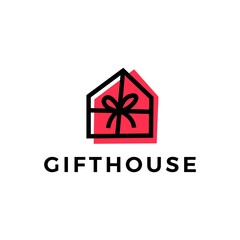 Fototapeta premium gift house logo vector icon illustration
