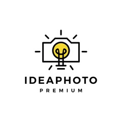 idea photo lamp bulb smart think logo vector icon illustration