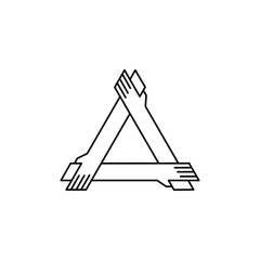 three hand holding each other logo vector icon illustration
