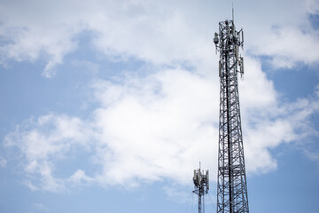 transmitter atop a cell phone pole About to be upgraded from 4g to 5g. High-risk electrical...