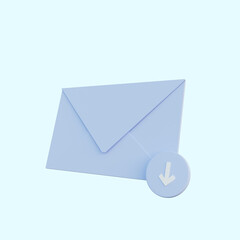 3d illustration mail with download icon