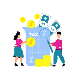 Tax financial analysis. Taxation currency calculating. Accounting and Financial Management