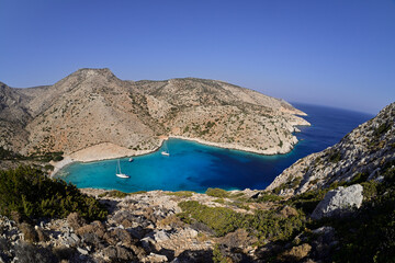 A bay on the south coast of the Greek island of Keros in the Small Cyclades
