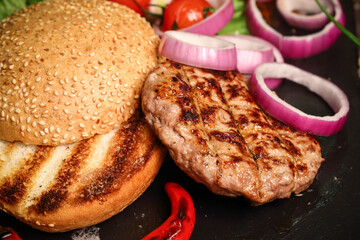 toasted buns and cutlet