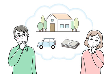 A young couple thinking about their properties