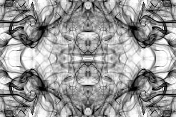 abstract graphics black white fractal reflection symbol, design effect meditation background