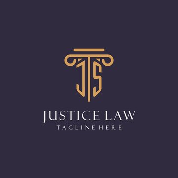 JS monogram initials design for law firm, lawyer, law office with pillar style