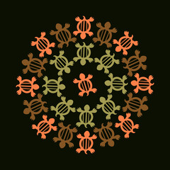 Adinkra Denkyem, Symbol of adaptability and flexibility. Round vector illustration