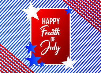happy 4th of July beautiful lettering with red and blue pattern background, USA independence day vector design
