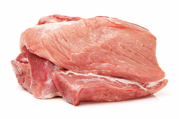 huge red meat chunk isolated over white background 