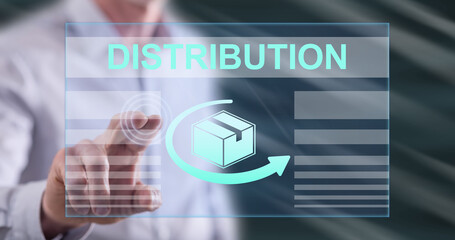 Man touching a distribution concept