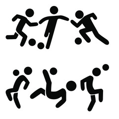 icons set playing ball silhouette design