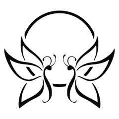 black and white silhouette of a beautiful butterfly 